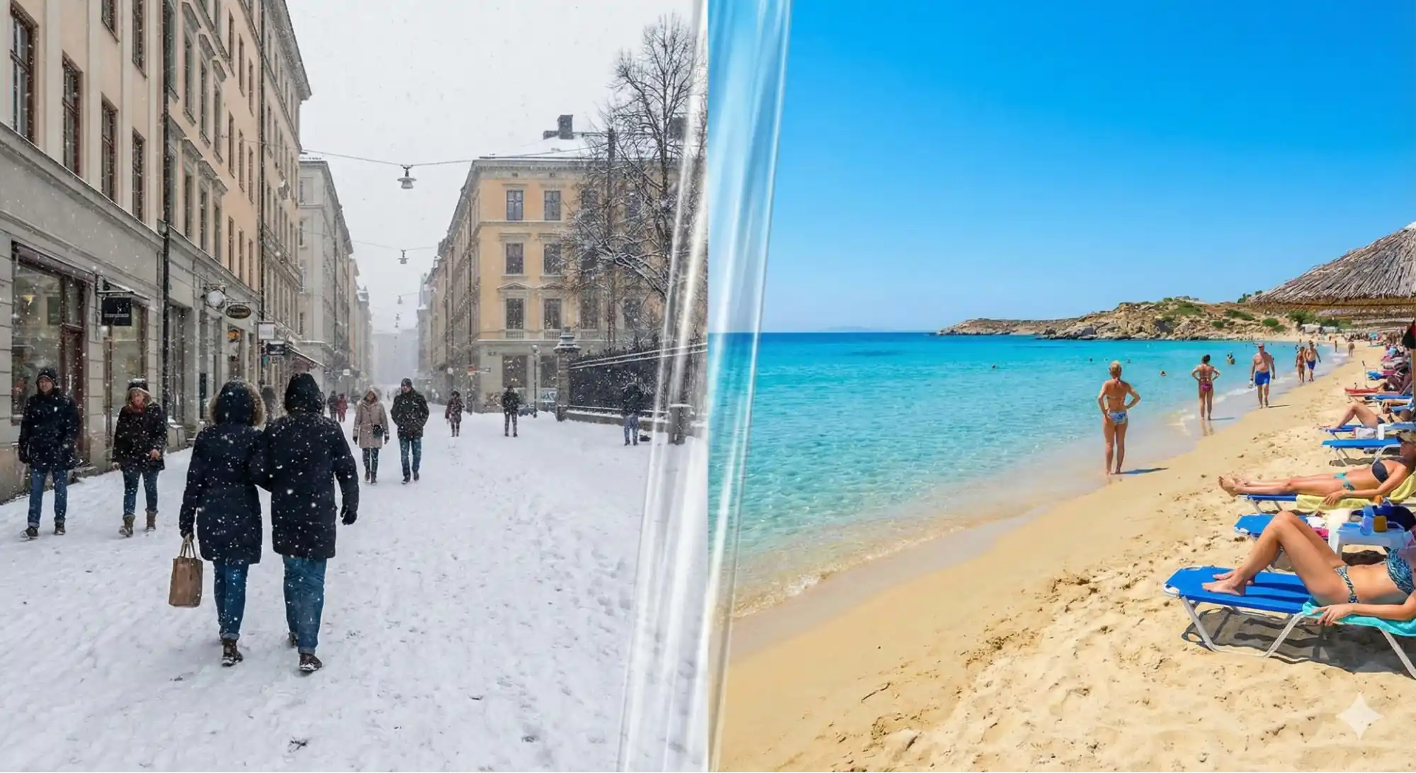 kontrast-zima-leto-grad-i-plaza kontrast-zima-leto-grad-i-plaza